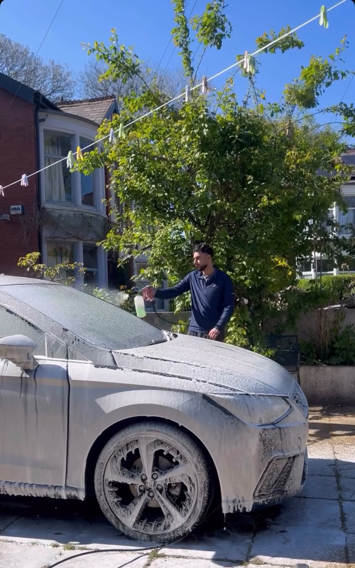 Exterior car wash in progress